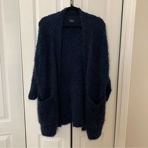 Zara fuzzy knit navy batwing sleeve cardigan